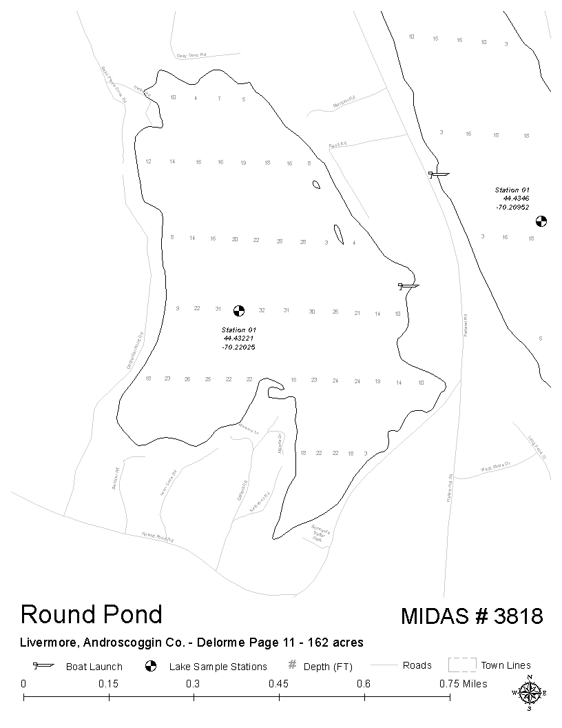 Round Pond Maine Map Lakes Of Maine - Lake Overview - Round Pond - Livermore, Androscoggin, Maine