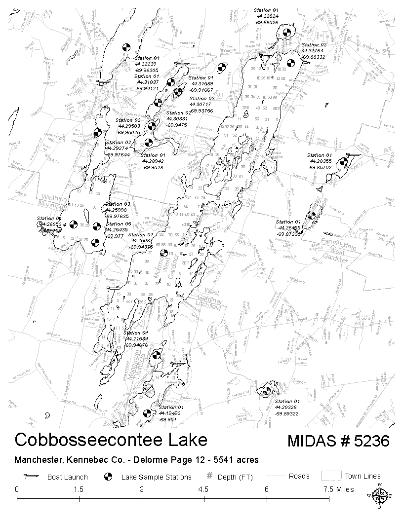 Cobbosseecontee Lake Depth Chart