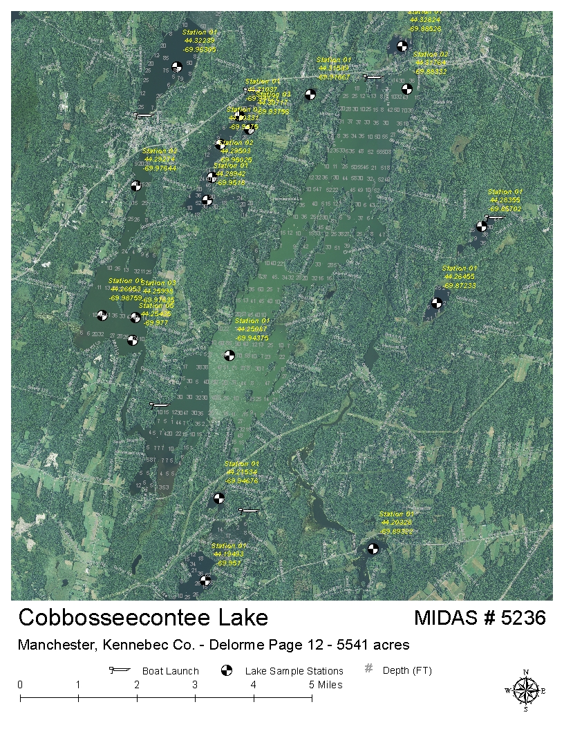 Cobbosseecontee Lake Depth Chart