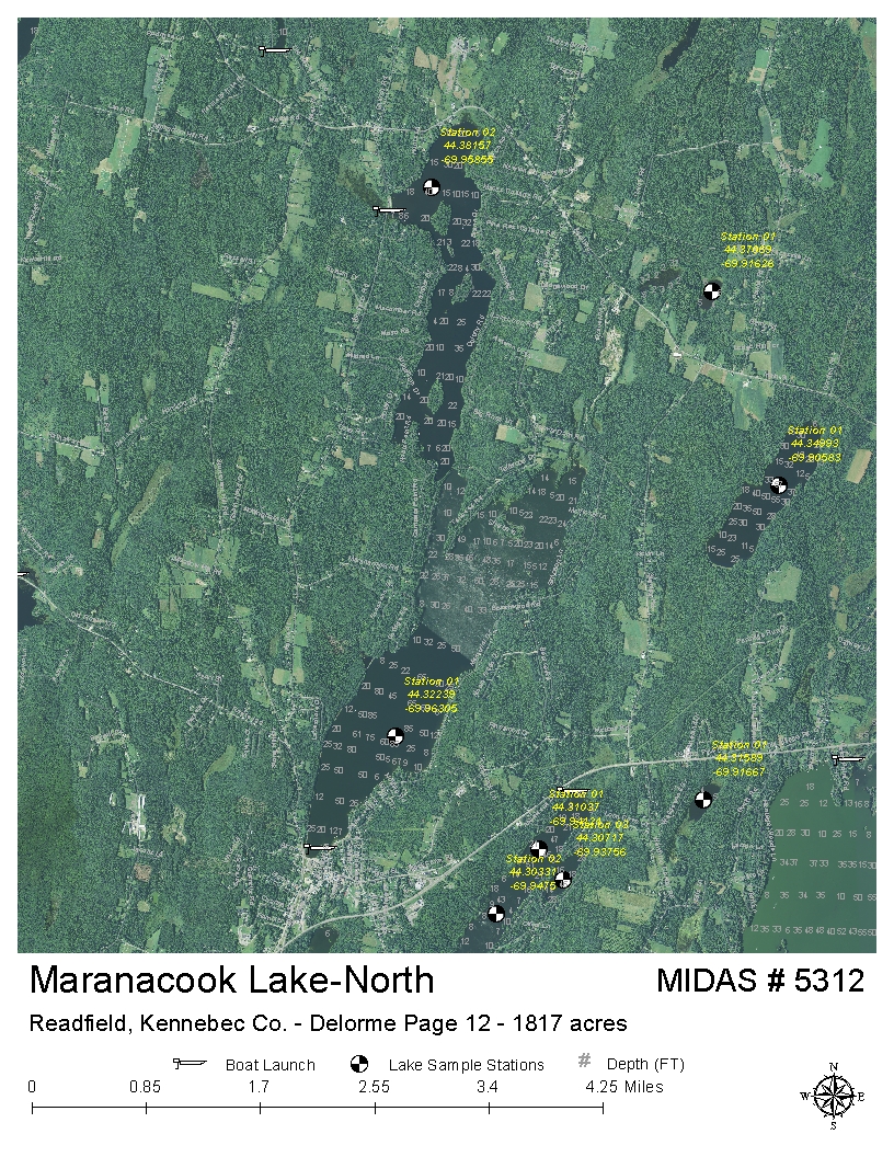 Maine Fishing Depth Maps Lakes Ponds By County By Delorme