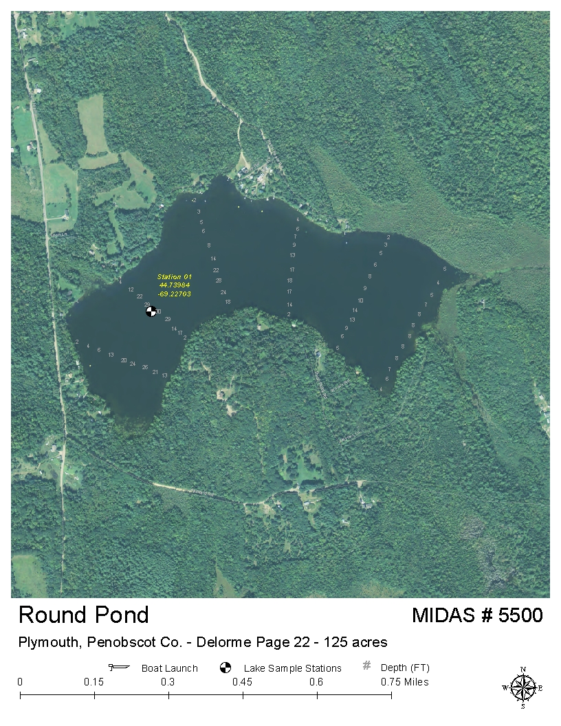 Round Pond Maine Map Lakes Of Maine - Lake Overview - Round (Grey) Pond - Plymouth, Penobscot,  Maine